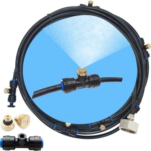 Misting Cooling System 59FT (18M) Misting Line + 20 Brass Mist Nozzles + A Brass Adapter(3/4") Outdoor Mister For Patio Garden