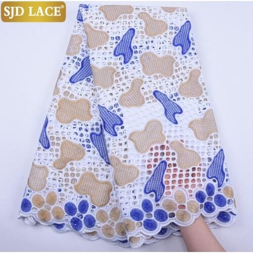 SJD LACE African Lace Fabric High Quality Swiss Voile Lace With Eyelet Holes Nigerian Lace Fabric For Wedding Party Dress A1866