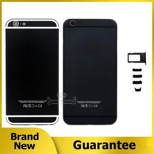 Replacement Black Housing for iphone Back Cover with White Strip Chassis Middle Frame Battery Door with Card Tray and Buttons