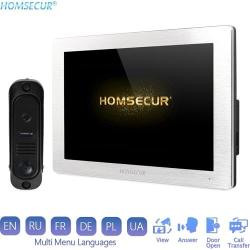 HOMSECUR 7" Wired AHD Video Door Intercom System with Touch Screen Monitor Motion Detection 1.3MP Black Camera 45 Angle Mount