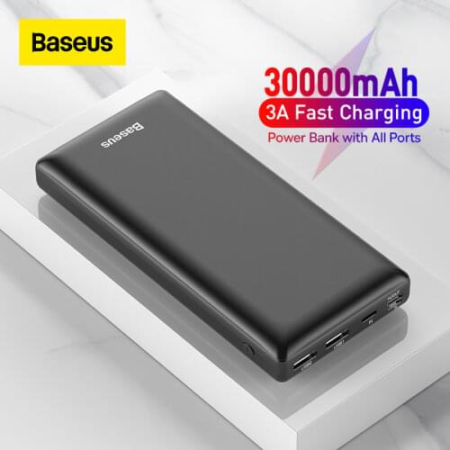 Baseus Power Bank 30000mAh USB C Fast Charging Powerbank Portable External Battery Charger For iPhone 1112 Pro Xiaomi Pover Bank