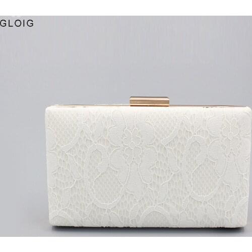 Lace Women Evening Bags White Color Metal Hollow Out Vintage Style Wedding Bridal Handbags With Day Clutch