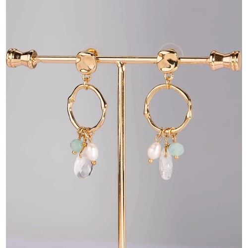 Fashion Simple Retro Imitation Pearl Earrings Geometric Round Long Transparent Drop Earrings Women Party Accessories