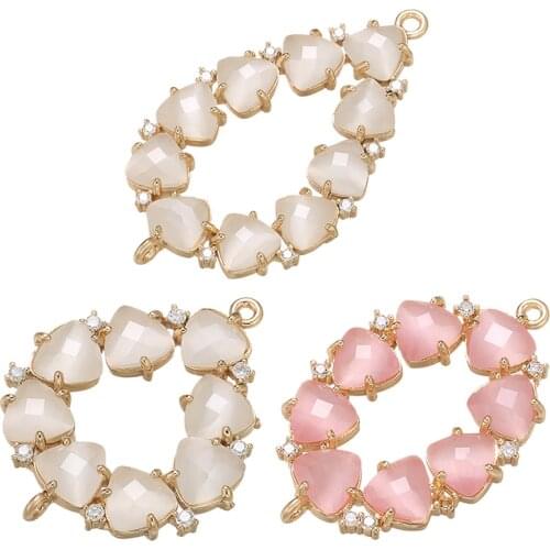 ZHUKOU Unique Moon love heart Crystal Connector for Women Necklace Bracelet Jewelry Accessories making findings model: VS419