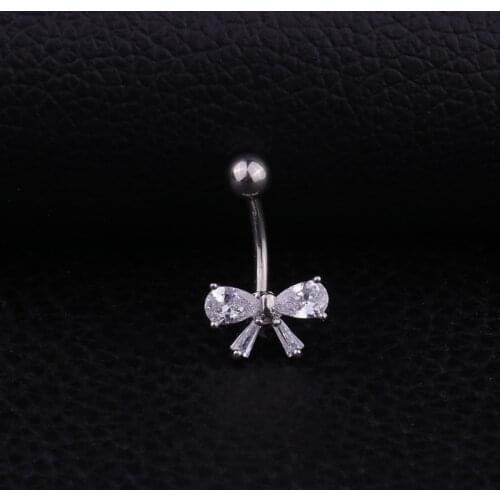 1pc New Hot Bowknot Sexy Piercing Navel Nail Body Jewelry Bow Pendant Crystal Belly Button Rings for Women Girls