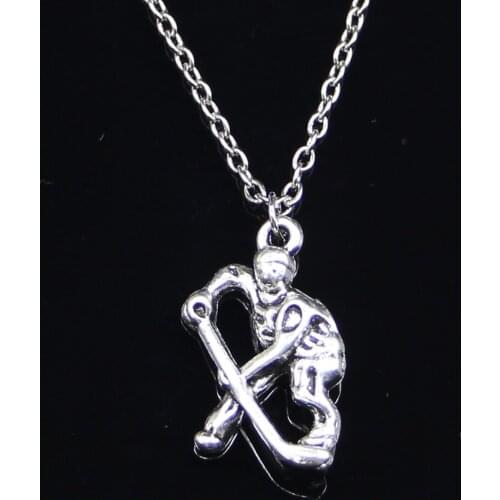 20pcs New Fashion Necklace 25x16mm hockey player sporter Pendants Short Long Women Men Colar Gift Jewelry Choker