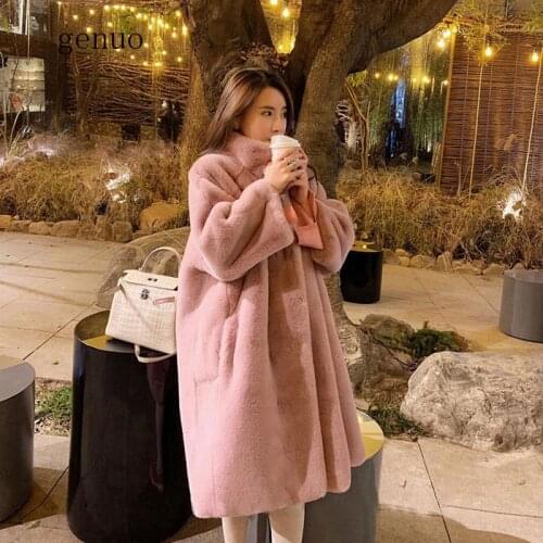 2020 Winter Women Solid Mink Fur Loose Coats Luxury Thicken Warm Ladies Oversize Jackets Female Plush Cardigan Outwears