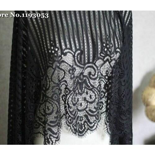 3 Meter /Lot Eyelash Lace Fabric 150CM Lace Trim Wedding Dress Sexy Lingerie DIY Curtains Clothes Sew Accessory Black White