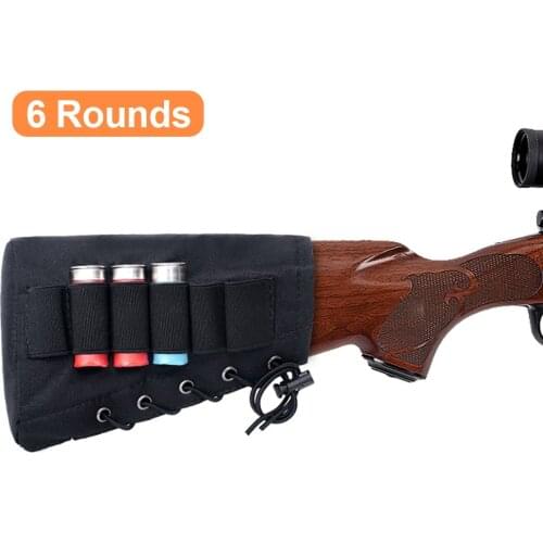 6 Rounds Tactical Shells Holder Cartridges Ammo Carrier Bullet Pouch Military 12/20GA Magazine Bag Hunting Rifle Buttstock