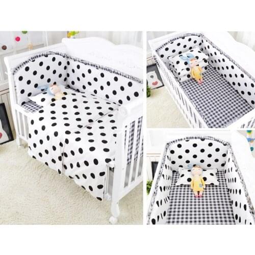 Promotion! 6/9PCS dot Baby bedding sets Bed set cot kit de berço Bed linen children Crib bumpers Kids Bed Protector whole set