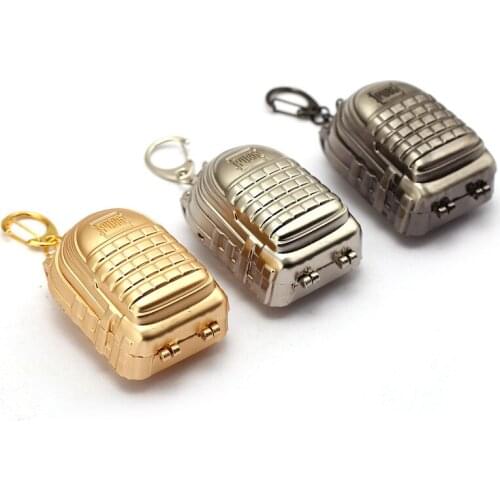 GWTS Playerunknowns Battlegrounds Keyring PUBG Heavy Backpack Level 3 Model Keychain Figure Chaveiro Fathers Day Gifts 12683