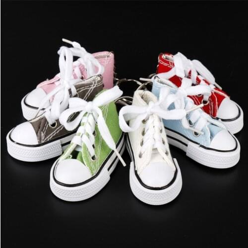 Candy Color Keychain Mini Canvas Shoe Pendant Key Rings Women Bag Key Holder Key Dolls