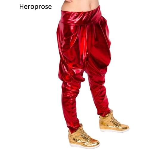 New fashion Brand Hip Hop Dance Pants Sweatpants Costumes female stage performance wear harem Red Paillette jazz trousers