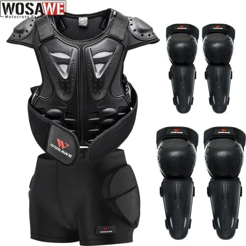 WOSAWE Children Full Body Protector Vest Armor Kids Motocross Armor Jacket Chest Spine Protection Gear Elbow Shoulder Knee Guard