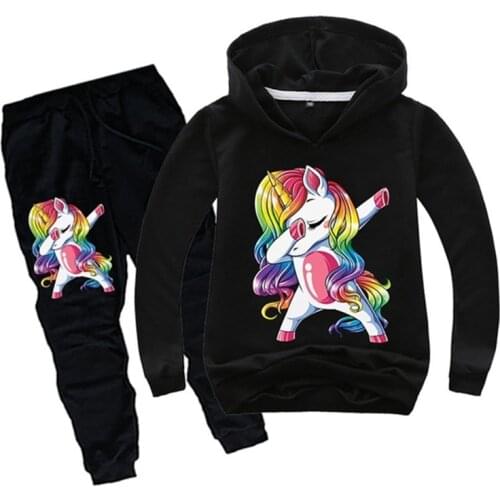 Childrens Sets Fashion Unicorn Kids Clothes Sets Hoodie + Pants Two Piece Set Hooded Sweatshirts Suits Tracksuit for Boys Girls