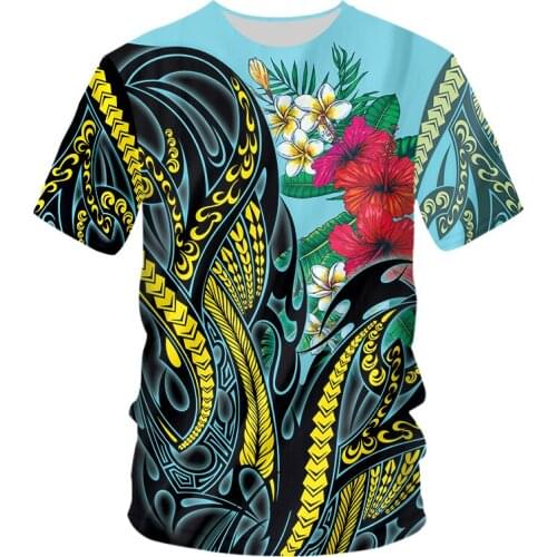 Fashion 3D Printing Tahiti Polynesia Men T-Shirt Casual O-Neck Summer Selling Short Sleeve Oversized T-Shirt Comfortable Street