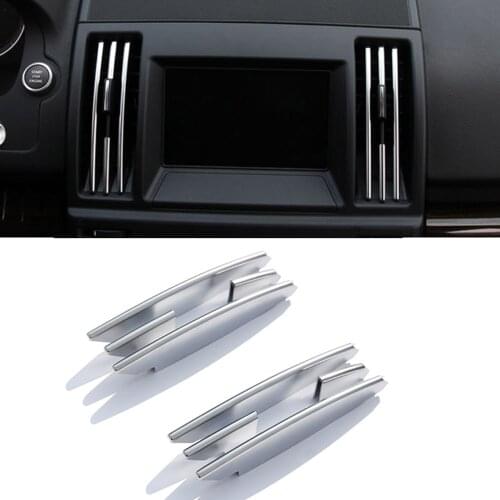 8pcs Chrome Interior Center Air Conditioning Vent Outlet Strips Trim For Land Rover Freelander 2 2008-2015 Accessory Car Styling