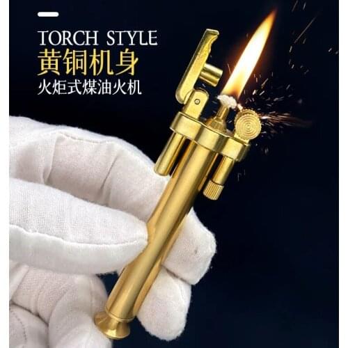 Kerosene lighter creative small torch pulley open flame durable permanent mens high-end vintage retro pure copper