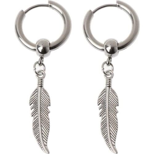 Korean Jewelry Hip Hop kpop Drop Earrings Leaf Pendant Dangle Chain Earrings J60E