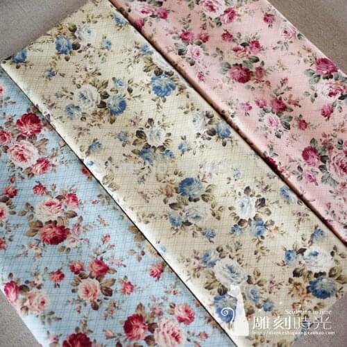 Hot Sale Vintage rose printed 100% cotton childrens clothing fabrics,Blue cotton Poplin Fabric