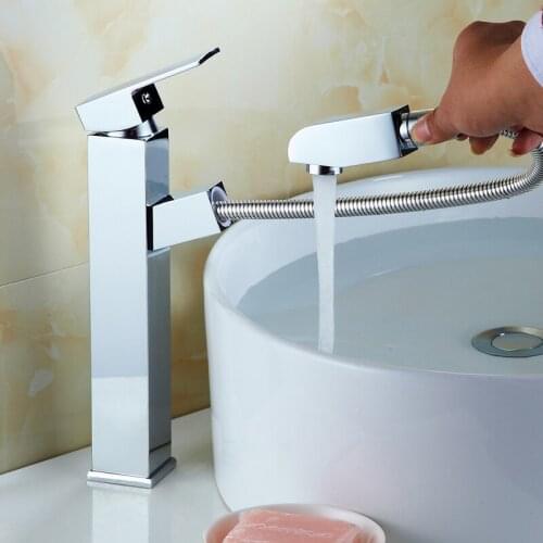 Copper smoked pull basin faucet Hot and cold smoked pull the stage basin heightening lavatory faucet bathroom shampoo