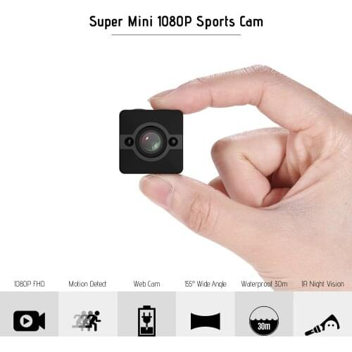 SQ12 1080P HD Mini Camera DV Camcorder Action Camera with Night Vision/Motion Detection/155° Wide Angle Lens/Waterproof Shell