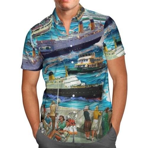 3D Print Steamship Beach Shirt Hawaii Shirt Men Summer Short Sleeve Shirt Men Shirt 2021 Streetwear Oversize Shirt Chemise Homme