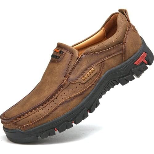 2021 New Mens Genuine Leather Casual Shoes all-match wear-resistant breathable Work Shoes non-slip rock climbing hiking shoes