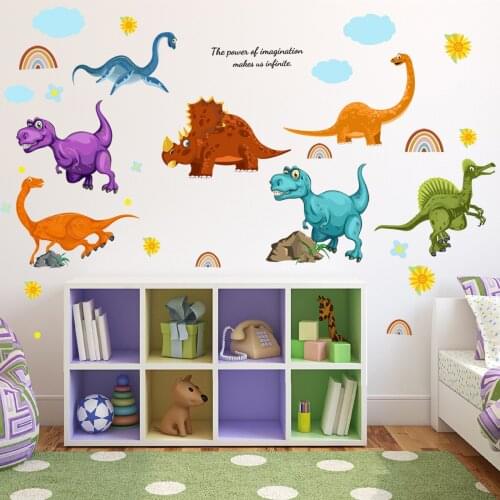 Dinosaur Wall Stickers Cartoon Animal Decals Bedroom Kids Room Decor Aesthetic DIY Self-adhesive Nursery Decoration Wallstickers