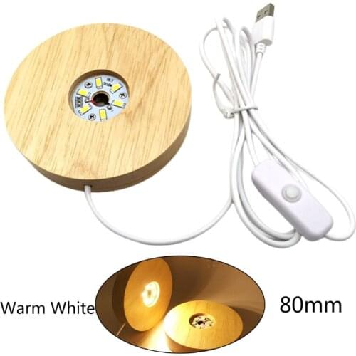 2021 New Wooden 3D Night Light Round Base Holder LED Display Stand for Crystal Glass Ball