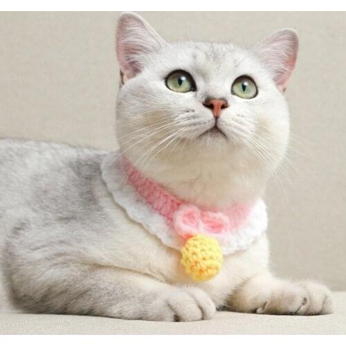 Pet Collars Cat Dog Necklace Easy Wear Button Lovely Pets Decor Pendant Manual Cotton Knitted Collars Puppy Kitty Pet Cat Choker