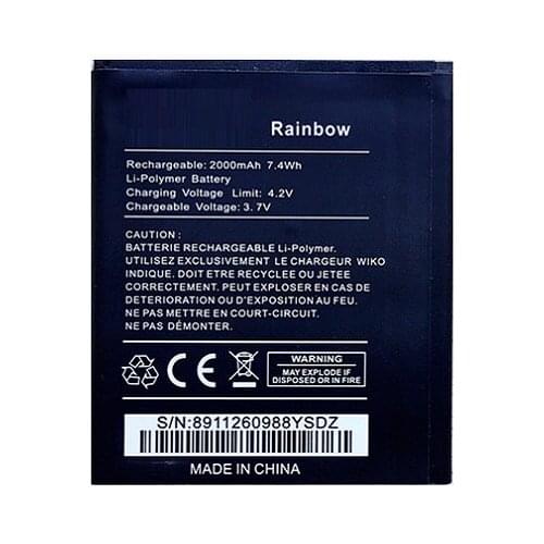 Rechargeable Mobile Phone Battery For Wiko Rainbow Battery 2000mah 7.4Wh 3.7V Lithium Backup Phone Accumulator Bateria