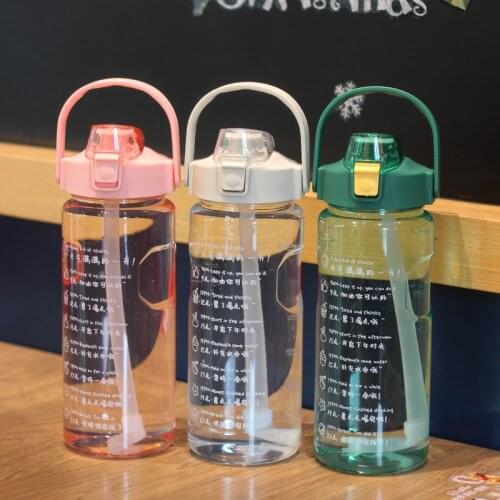 1500ML Plastic Time Scale Space Cup Outdoor Portable Sports Bottle with Pop Lid Large Capacity Water Bottle Fashion Scale Sippy