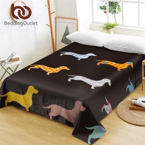 BeddingOutlet Dachshund Sausage Bed Sheets 1 Piece Cute Colorful Puppy Flat Sheet Cartoon Bedding Pet Printed Bedspreads sabanas