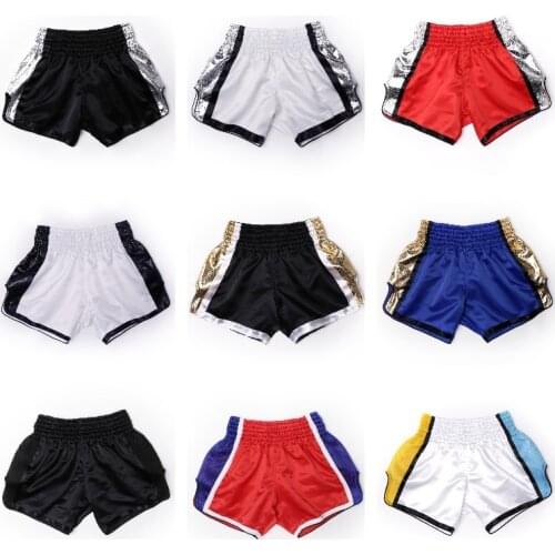 Professional Womens Boxing Pants Patchwork MMA Shorts Kickboxing Shorts Kids Sanda Free Fight Training Uniform for Mens Adults