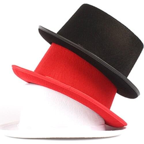 Adults Children Black Red White Top Hat Unisex Magician Costume Accessory Props Birthday Fancy Dress Gift Show Wedding Caps
