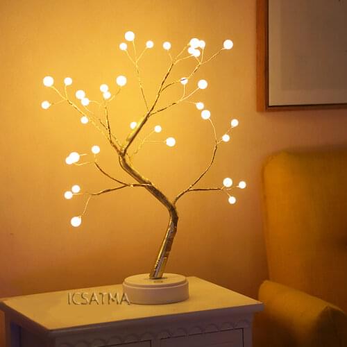 LED Copper Wire Night Light Tree Fairy Lights Home Decoration Night Lamp For Bedroom Bedside Table Lamp USB And Battery Operated