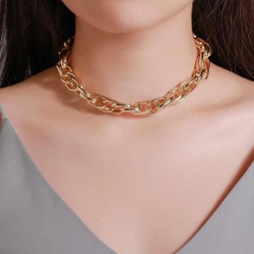 Punk Gold Thick Chain Necklace For Women Fashion Hip Hop Exaggerated Big Chunky Collar Necklaces Party Jeweley Gift