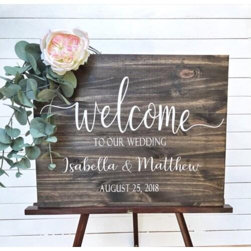 Welcome Wedding Sign Vinyl Sticker Personalized Design Name Decal Wedding Sign Decor Mirror Custom Wedding Wedding Sticker