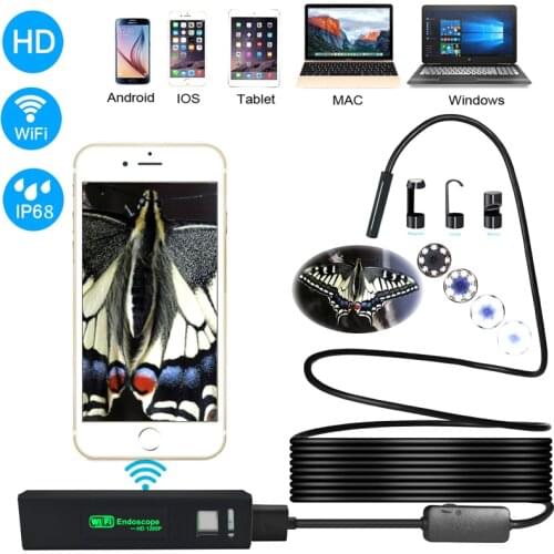 WiFi USB Android Camera Endoscope IP68 waterproof 1600*1200 8mm Micro Inspection Video Endoscopic camera Snake Borescope Tube