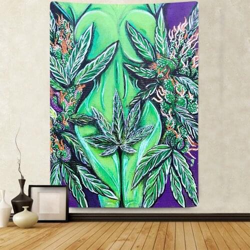 Simsant Green Leaves Tapestry Colorful Eye Abstract Art Wall Hanging Tapestries for Living Room Bedroom Home Decor Banner