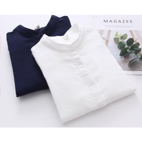 Kumeiya Women Office Shirts Autumn White Blouses Casual Ladies Tops Female Blusas Fashion Camisa Double Cotton Yarns Clothes