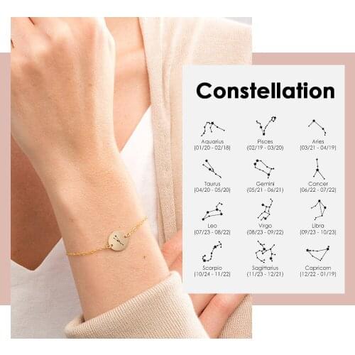 Visunion 316L Stainless Steel Bracelet Fashion Star Constellations Pattern Adjustable Chain Bracelet for Women Simple Jewelry