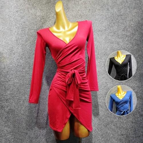 Latin Dance Dress Women 2020 New Long Sleeve Dress Sexy Dancing Skirt Modal Samba Competition Costume Female Latin Dress VDB926