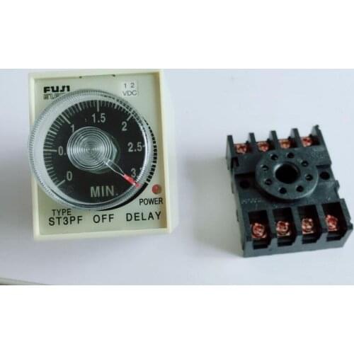 10 Set 220V 110V AC DC 24V 12V Power Off Delay Timer Time Relay 0-60S ST3PF with Base