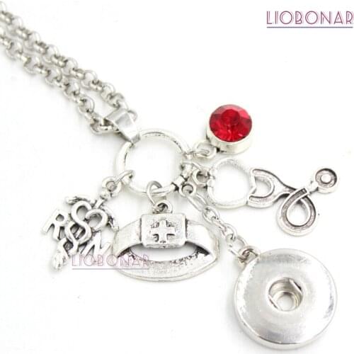 10pcs Wholesale Interchangeable 18mm Snap Jewelry Nurse Necklace Medical Charms Snap Necklace for Nurse Gift Bijoux Collar