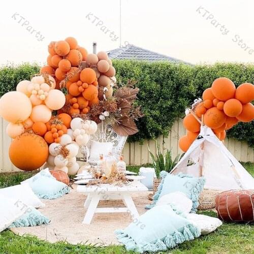 132pcs Halloween Decor Matte Orange Blush Nude Balloons Garland Arch Kit Wedding Decoration Baby Shower Birthday Party Supplies