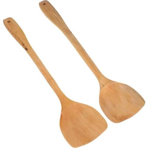 2pcs Lengthening Wooden Turner Spatula Safe For Non-stick Cookware Kitchen spatula Kitchen supplies