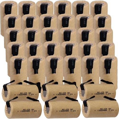 Real capacity 30 pcs SC battery 1.2v SUBC batteries rechargeable 1300mAh nicd battery replacement for power tools fast delivery