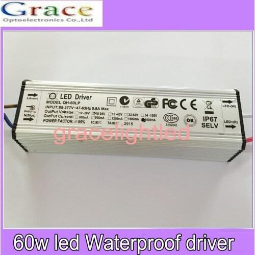 5 Pieces Isolation 60W AC85-277V LED Driver 6-10x6 1.8A DC18-34V IP67 Waterproof Constant Current For Spotlights